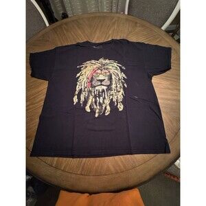 2 Monkeys  Black T Shirt Men’s 3XL - Rastafarian Lion - With Dreadlocks - Marley